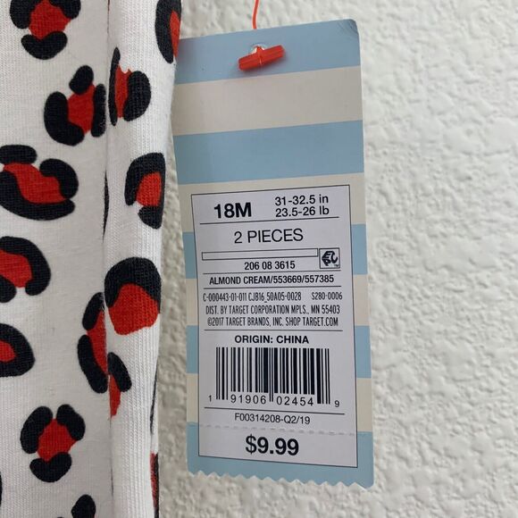 NWT Girls 18M Baby Cat & Jack Two Piece Cat Print Outfit Bib Set Big Cat Cheetah - Picture 10 of 11